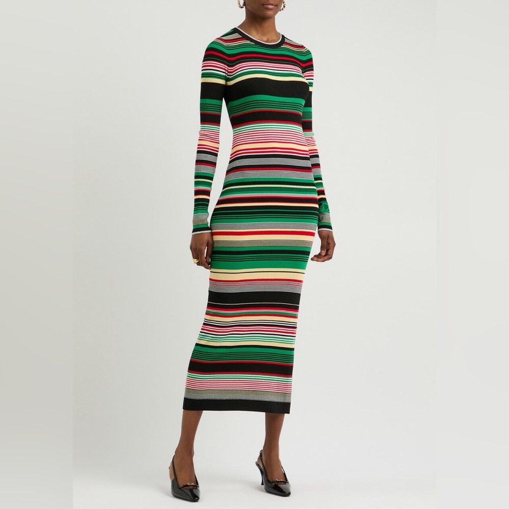 Paco Rabanne Rabanne Striped Rib-Knit Maxi Dress